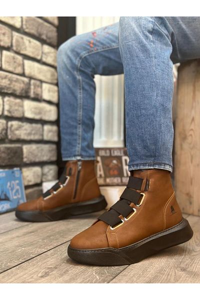 Byshoes BA0142 Banded Men's High Sole Brown Sports Boots