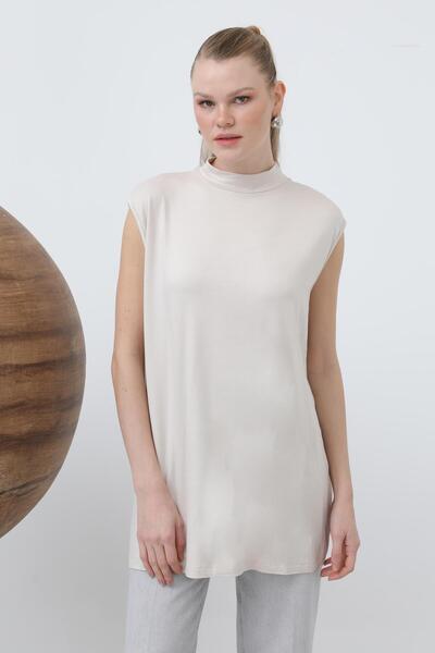 Puane Γυναικείο αμάνικο μπλουζάκι με λαιμόκοψη - 40006BLZ - Μπεζ