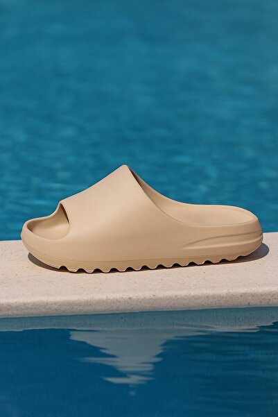 Evojean Eva Kahverengi Günlük Rahat Balkon Bahçe Havuz Deniz Sahil Terliği Unisex Terlik