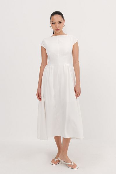 Addax Back Low-Cut Midi Dress E13945-Dk13