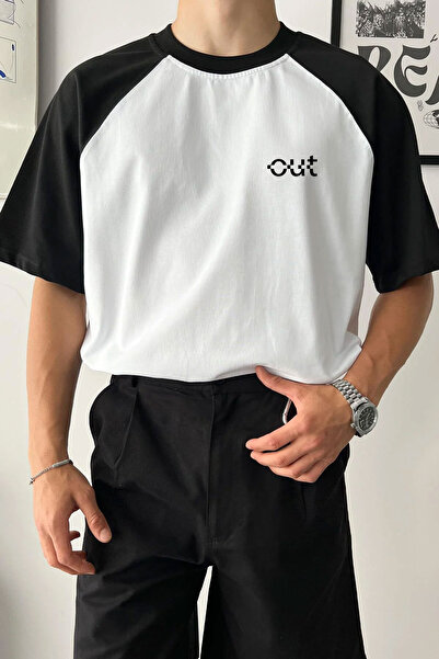 Cool mans Μπλουζάκι με μανίκια Raglan Μαύρο Λευκό με στάμπα Oversize