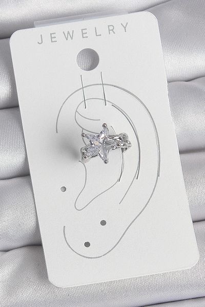 Clariss Brass Silver Color Zircon Stone Star Model Women's Cartilage Earrings