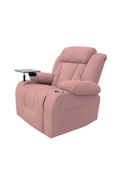 Lazy Vibes MNZ5_Plus| Linen Rocking & Rotating Recliner Chair with Laptop Table & Cups Holder