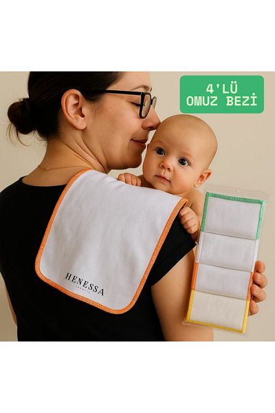 HENESSA TEKSTİL 4-Pack Cotton Fabric Baby Shoulder Diaper Sweat and Drop Diaper
