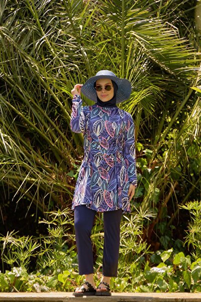 Starinci Mayo Μαγιό Lycra Hijab Μωβ Φύλλο Μοντέλο με κορδόνι