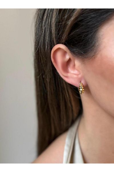 biralışveriş Minimal Drop Stainless Steel Gold Steel Earrings