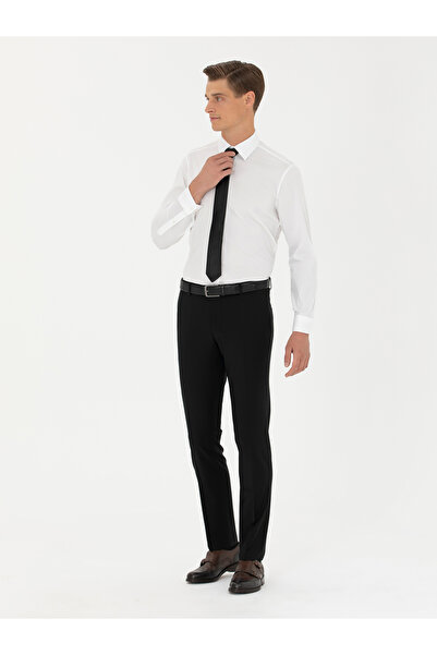 Cacharel Black Slim Fit Wool Blended Fabric Trousers 50270140-Vr046
