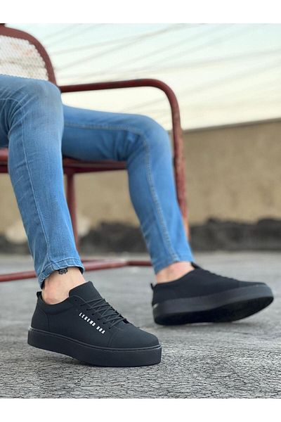 Byshoes BA0104 Lace-up Nubuck Black Sports Classic Men's Shoes