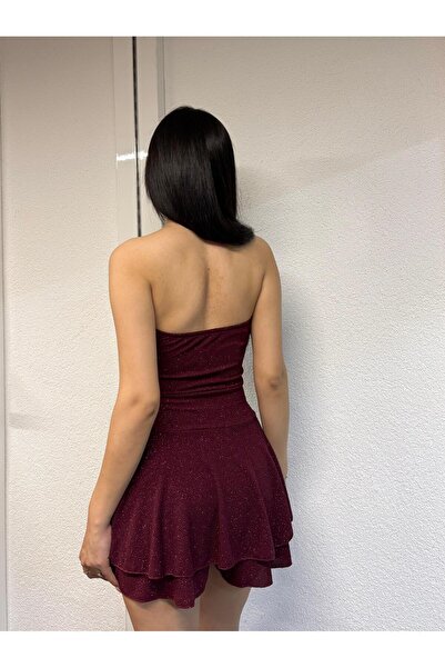 İNSUEL Straplez Simli Şortlu Elbise