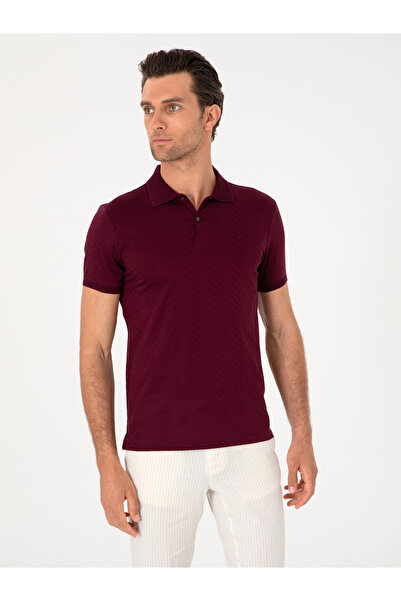 Cacharel Claret Red Slim Fit 100% Cotton Polo Neck T-Shirt 50300721-Vr014