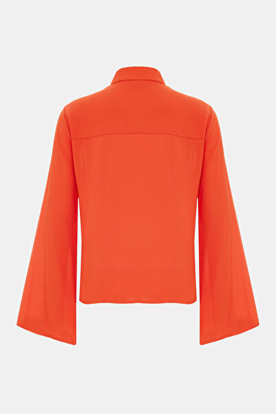 W Collection TURUNCU UZUN KOLLU BLUZ