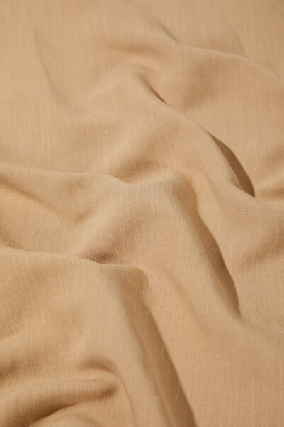 W Collection Beige Linen Viscosa Midi Skirt