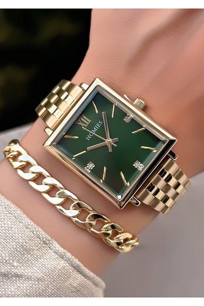 Homies New Season HOMİES ORIGINAL Square Large Case Women's Watch Bracelet Gift
