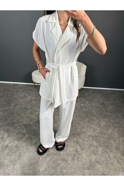 QİMYA BUTİK Miss Neşem Women's - Belted Aerobin Vest and Pants Set