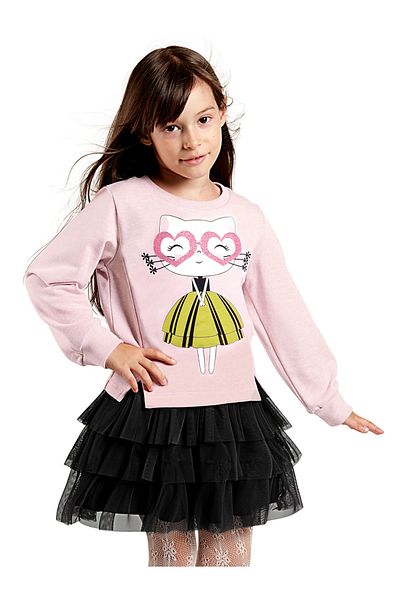 Denokids Szív szemüveg lány tüll pulóver szoknya szett