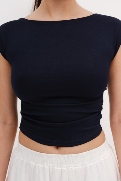 Addax Sleeveless Gathered Side Blouse T-Shirt P13943-İ10