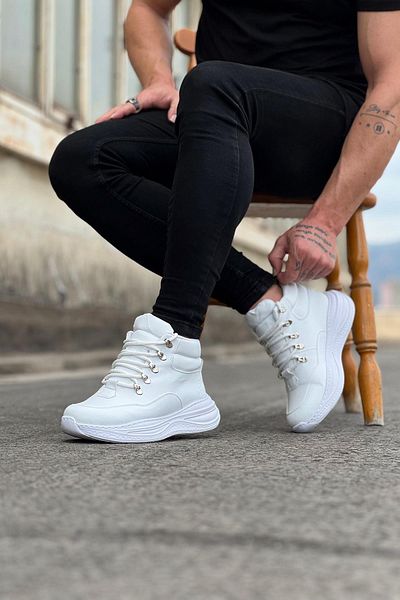 Byshoes Wagoon Wg035 White High Sole Half Ankle Boots