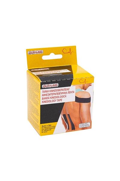 OEM Bandă kinesiologică Dura-Aid, impermeabilă, respirabilă, fără latex, 5 cm x 5 m, neagră
