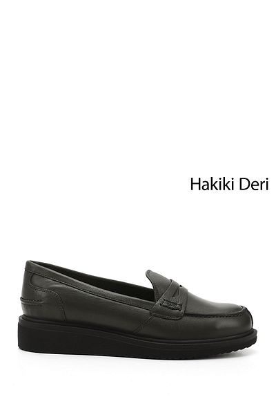 GÖNDERİ(R) Women's Khaki Antique Wedge Sole Genuine Leather Loafer Shoes