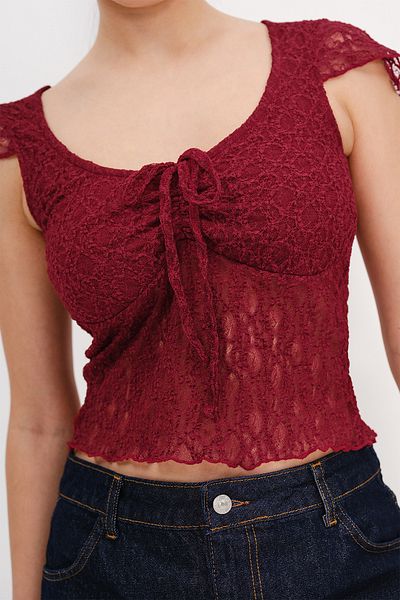 Addax Gathered Lace Blouse B17260-B1