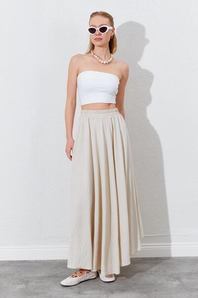 TENA Fusta lungă evazată cu talie elastică de piatră pentru femei