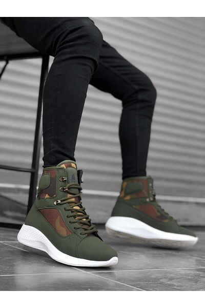 Byshoes BA0600 Lace-up Khaki Camouflage Short Boxer Unisex Sports Boots