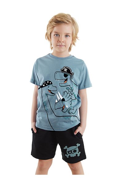 Denokids Corset de vară pentru băieți - Set tricou și pantaloni scurți Dinos