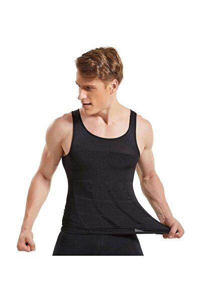 MYS GRUP TEKSTİL 2'Limen's Body Shaper Belly Tightener Slimming Firming Breathable Tank Top Corset