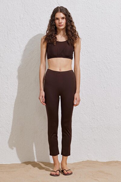 KADRİYE BAŞTÜRK Brown Hijab Swimsuit - Pipe Leg Trousers