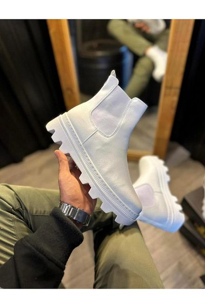 Byshoes Knack High Sole Chelsea Boots 113 White