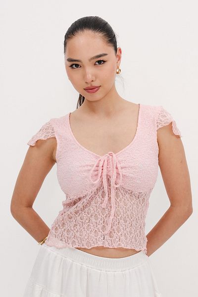 Addax Gathered Lace Blouse B17260-B1