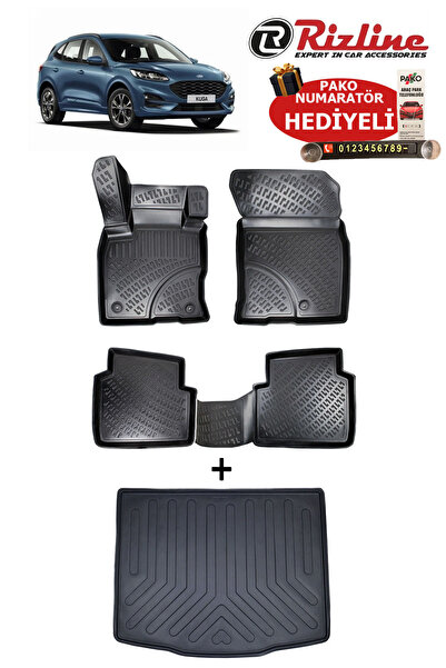 Rizline Ford Kuga 2019-2025 Uyumlu Havuzlu Paspas ve Bagaj Havuzu Seti Siyah