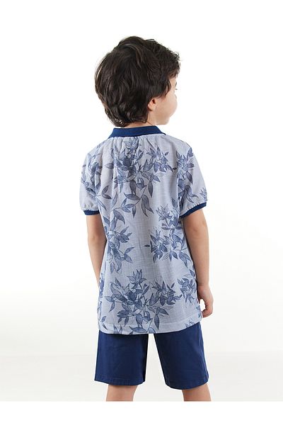 Midimod 3-teiliges Set für Jungen, Polokragen, T-Shirt, Shorts, Gürtel