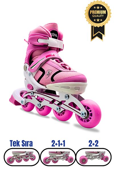 İMVULA Professional Ferrari Model Lighted Silicone Wheel Adjustable Child-Adult Roller Skates