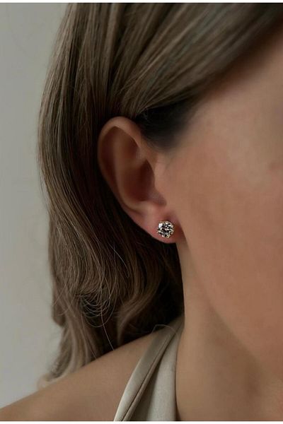 biralışveriş Single Stone Gold Color Steel Earrings