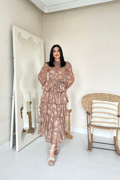 MRA Fashion Mink Valon Stripe Layered Dress
