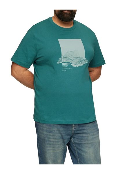 s.Oliver Big Sizes Men's Big Size Cotton Crew Neck T-shirt With Graphic Print And Regular Fit Cut