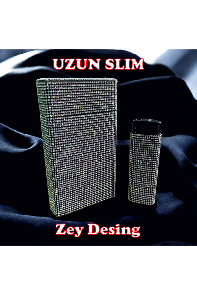 Zey Desing Şıklığın En Parlak Hali: İnce Gümüş Taşlı Sigara Kutusu & Çakmak S...