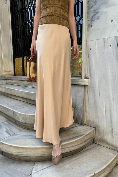 QİMYA BUTİK Fustă Maxi damă Satin MAGARDE - Talie elastică