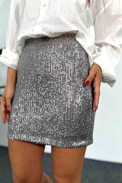 BEBE PLUS Women's Elastic Waist Sequined Mini Skirt