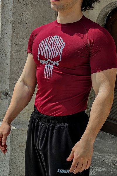 Liber Punisher - T-shirt συμπίεσης (CLARET RED)
