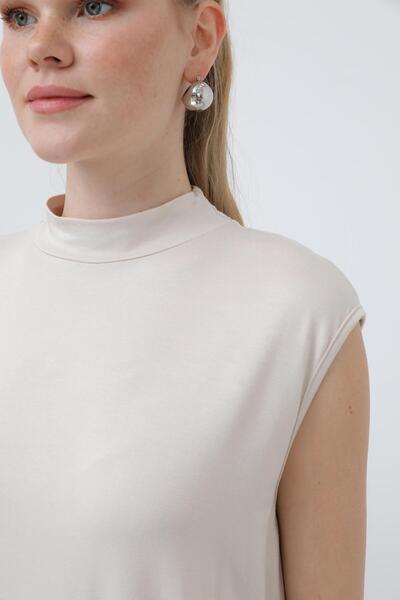 Puane Γυναικείο αμάνικο μπλουζάκι με λαιμόκοψη - 40006BLZ - Μπεζ