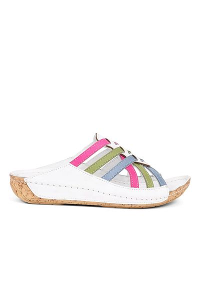 İNZE AYAKKABI Multicolored Genuine Leather Slippers - Model Name: Nalia