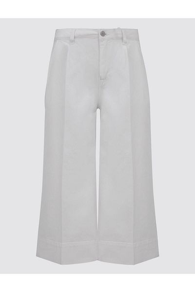 Jimmy Key Ecru 100% Cotton Relaxed Cut Loose Leg Regular Waist Short Denim Trousers