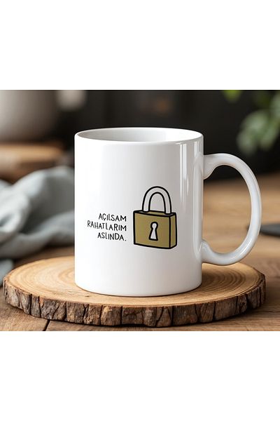 BB TRADE كوب مطبوع من السيراميك الأبيض بتصميم My Comforts If I Open It، سعة 330 مل
