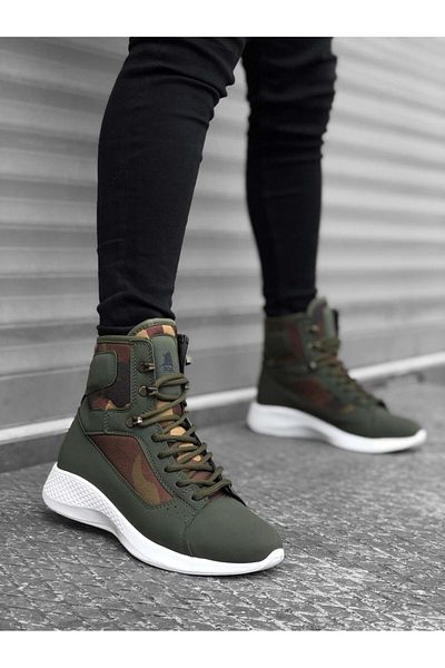 Byshoes BA0600 Lace-up Khaki Camouflage Short Boxer Unisex Sports Boots