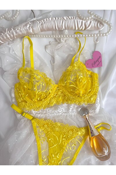 EDLİNGERİE Swan Yellow Bralet Set
