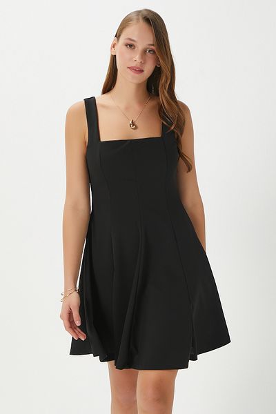 Ritnice Rochie scurtă neagră elastică Talya pentru femei 00050