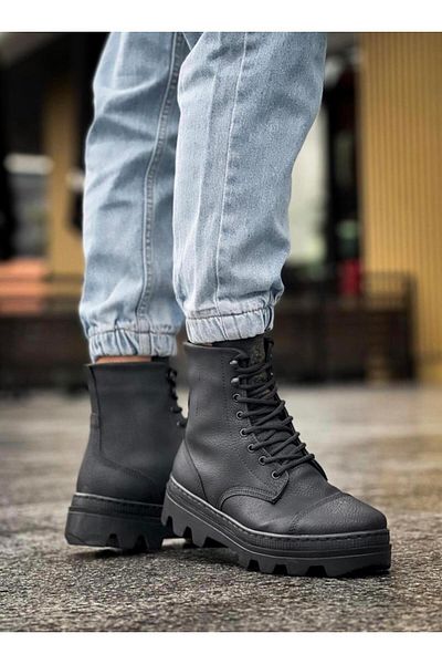 Byshoes Knack High Sole Shoes B-023 Black (Black Sole)