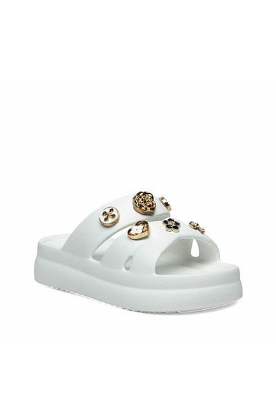 İncim Stoned White Daily Orthopedic Seaside Pool Beach Slippers Γυναικείες παντόφλες